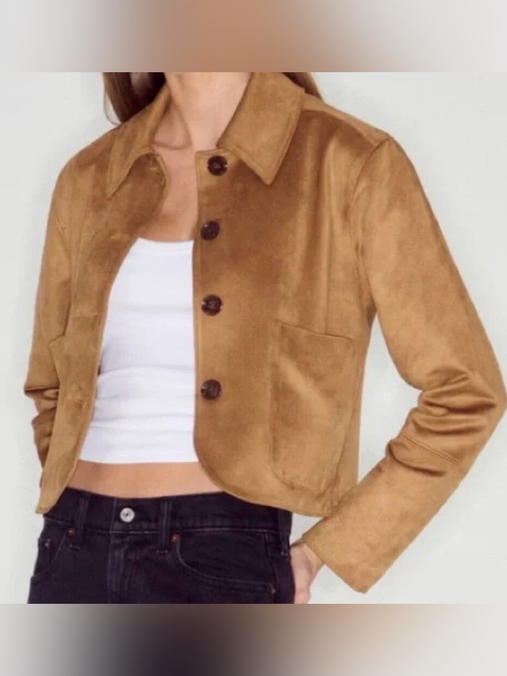 Abercrombie & Fitch Vegan Suede Jacket - Tan